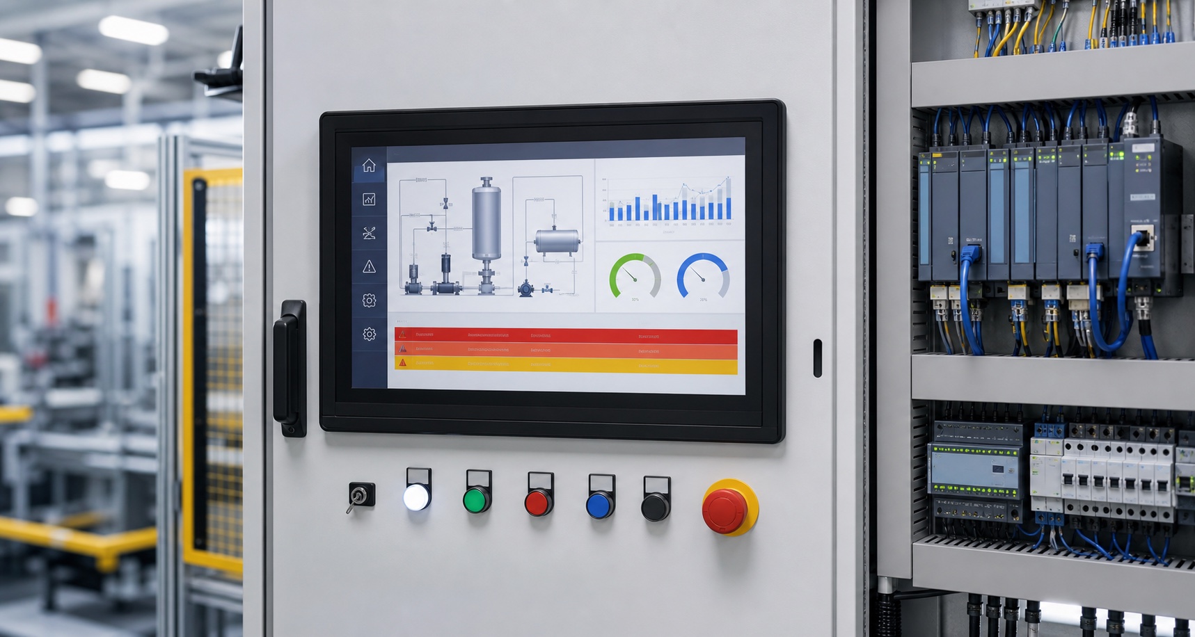 Panel operatorski HMI i sterowanie maszyną przemysłową