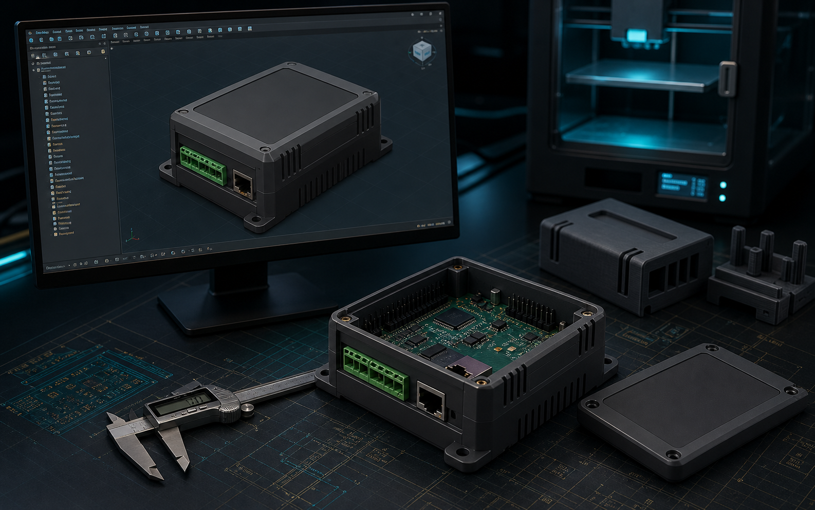 Projekt obudowy elektroniki i prototyp drukowany 3D
