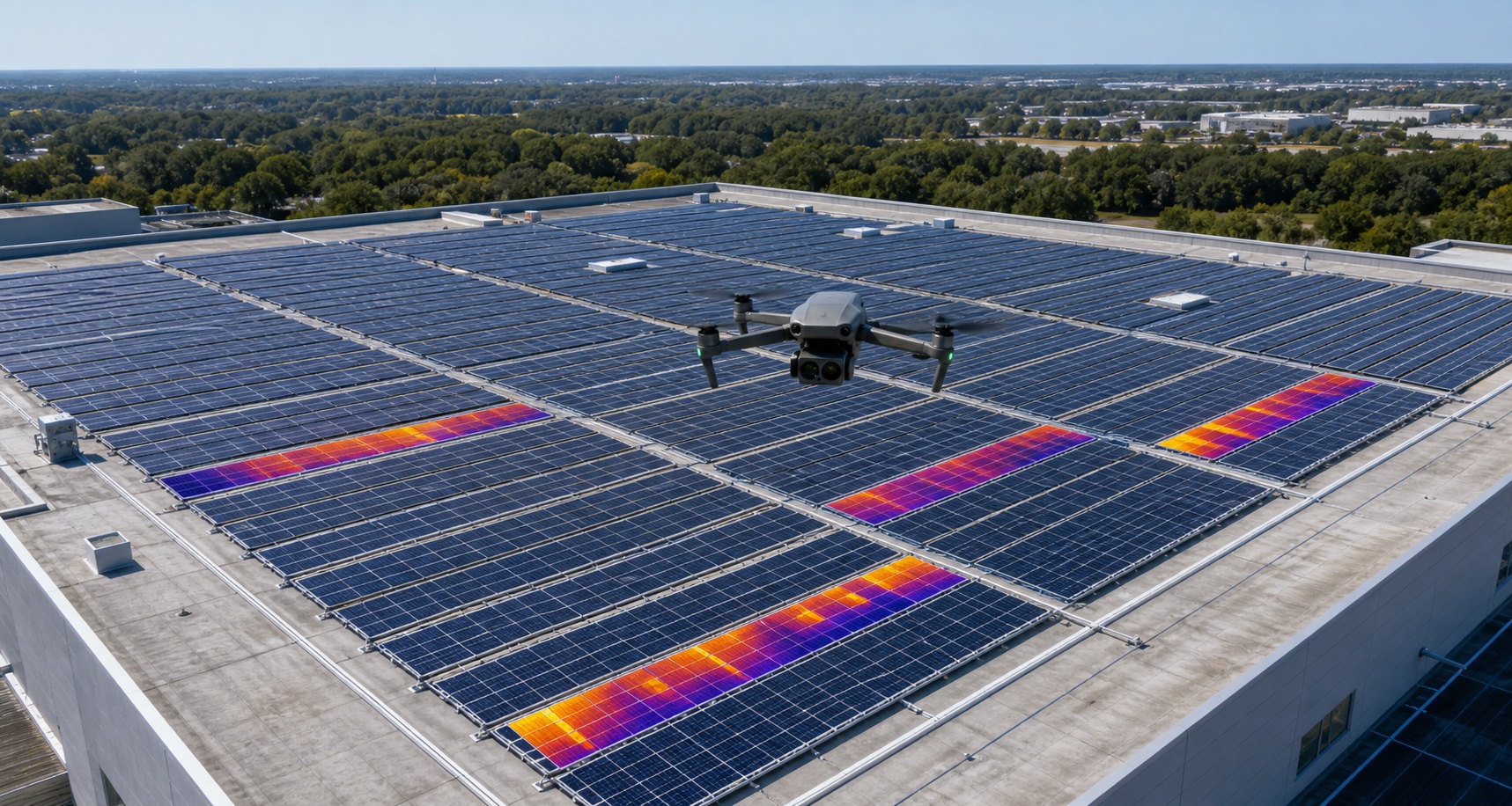 Cała instalacja PV dokumentowana dronem z mapą termiczną modułów